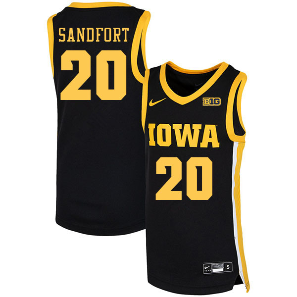 Men #20 Payton Sandfort Iowa Hawkeyes College Basketball Jerseys Sale-Black